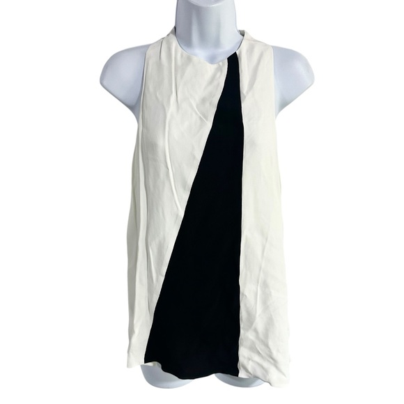 Reiss Sharon Colorblocked Blouse Top Sleeveless Black White Size 4 - Picture 2 of 7